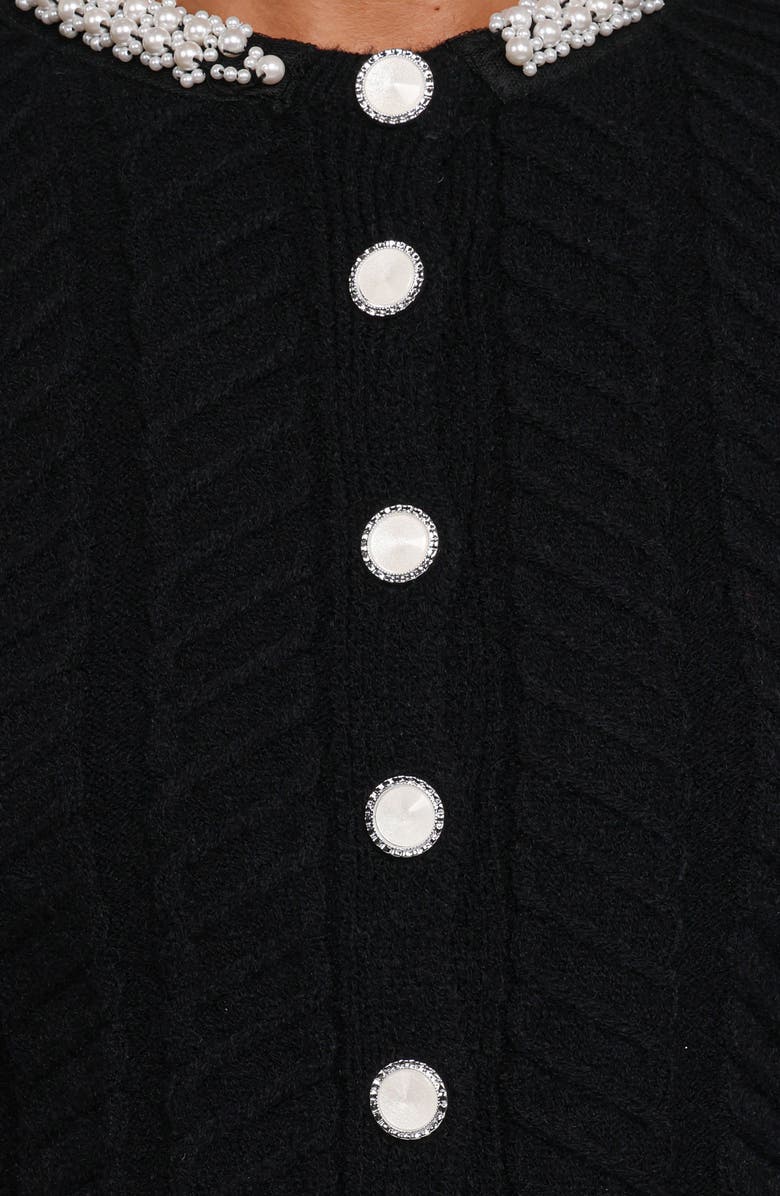 Petal & Pup Sheena Rhinestone Button Cardigan, Alternate, color, Black