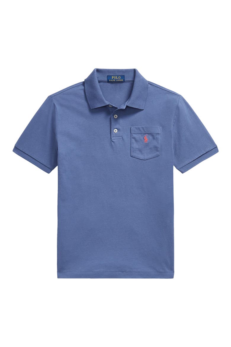 Kids' Solid Cotton Jersey Pocket Polo, Main, color, BLUE HEAVEN