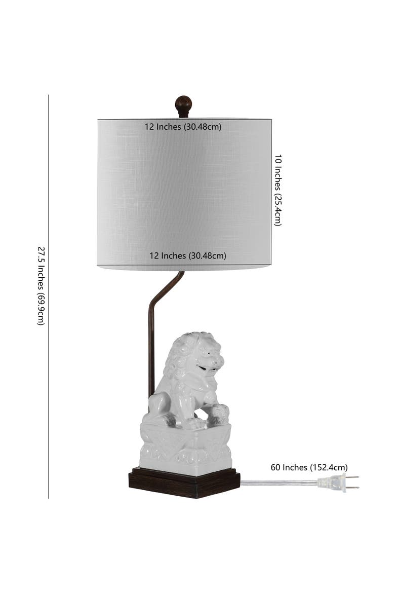 Guardian Lion 27.5" Ceramic Classic Modern LED Table Lamp, White, Alternate, color, White