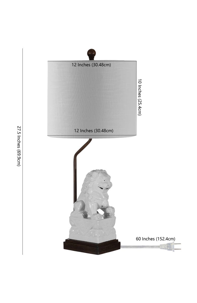JONATHAN Y Guardian Lion 27.5" Ceramic Classic Modern LED Table Lamp, White, Alternate, color, 