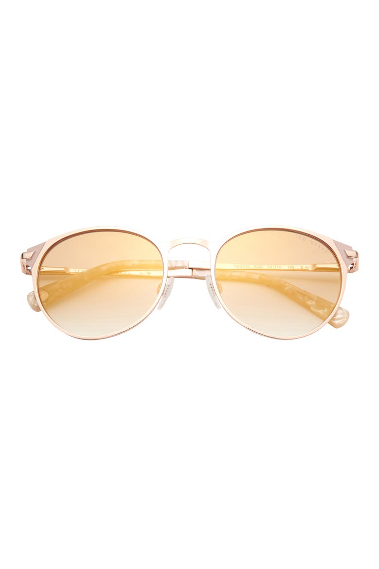 53mm Round Sunglasses, Main, color, ROSE GOLD