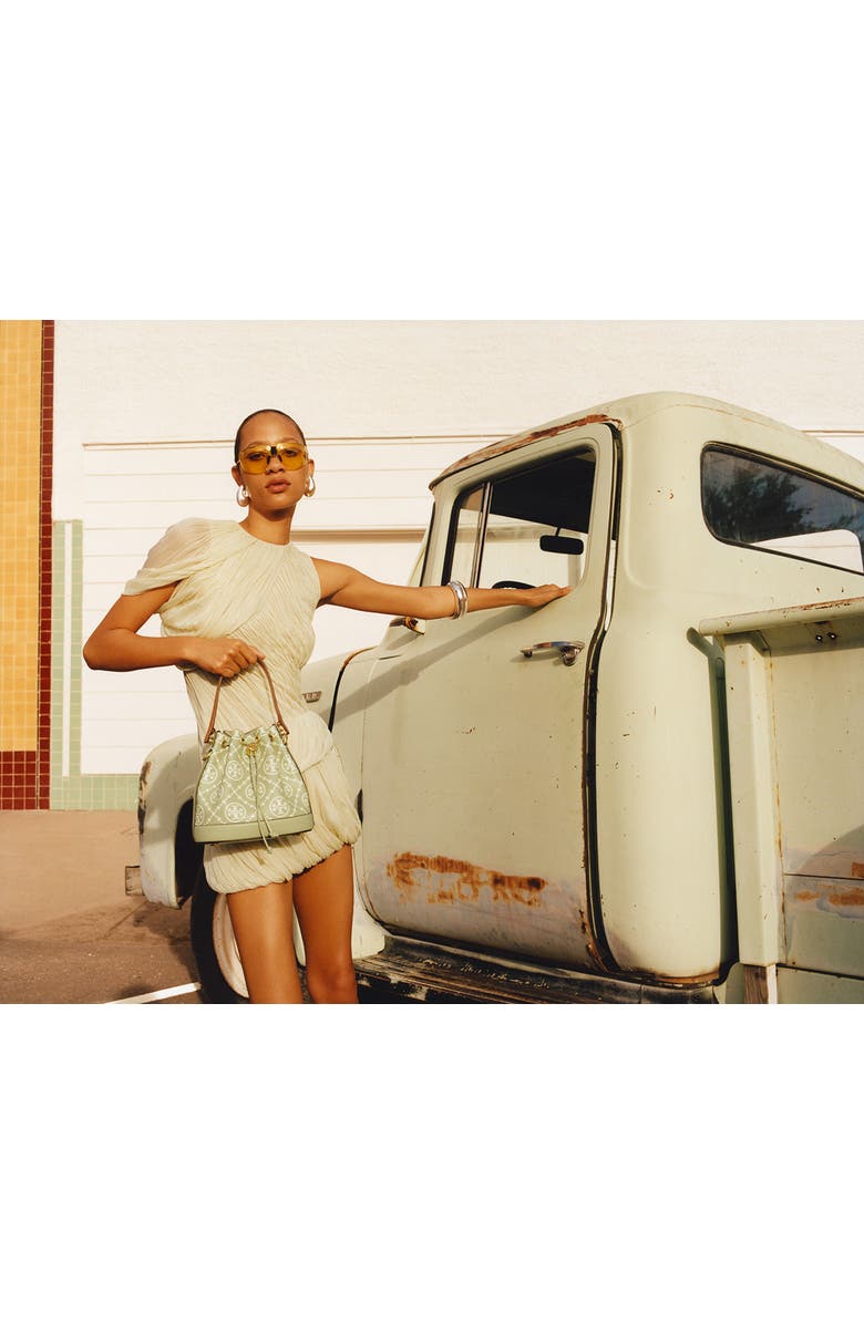 Tory Burch T Monogram Embossed Leather Bucket Bag, Alternate, color,