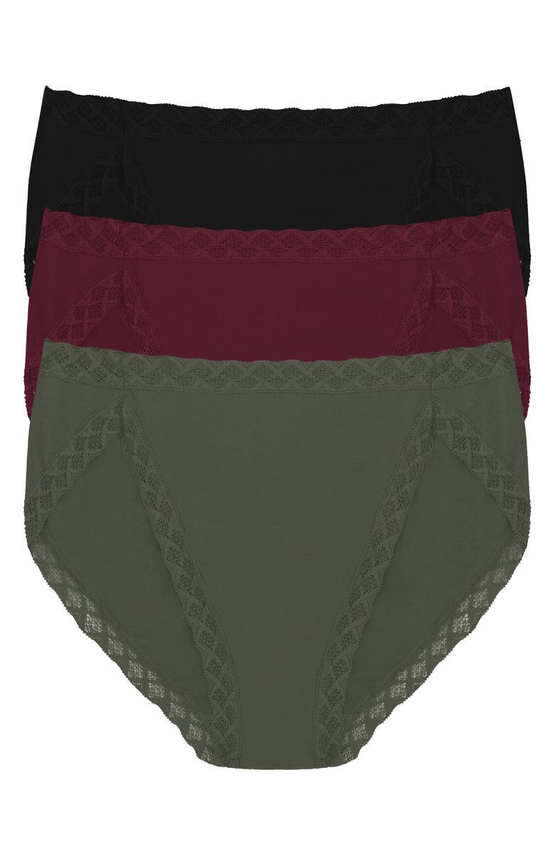 Natori Bliss 3-Pack French Cut Briefs, Main, color, Fl/Fig/Blk