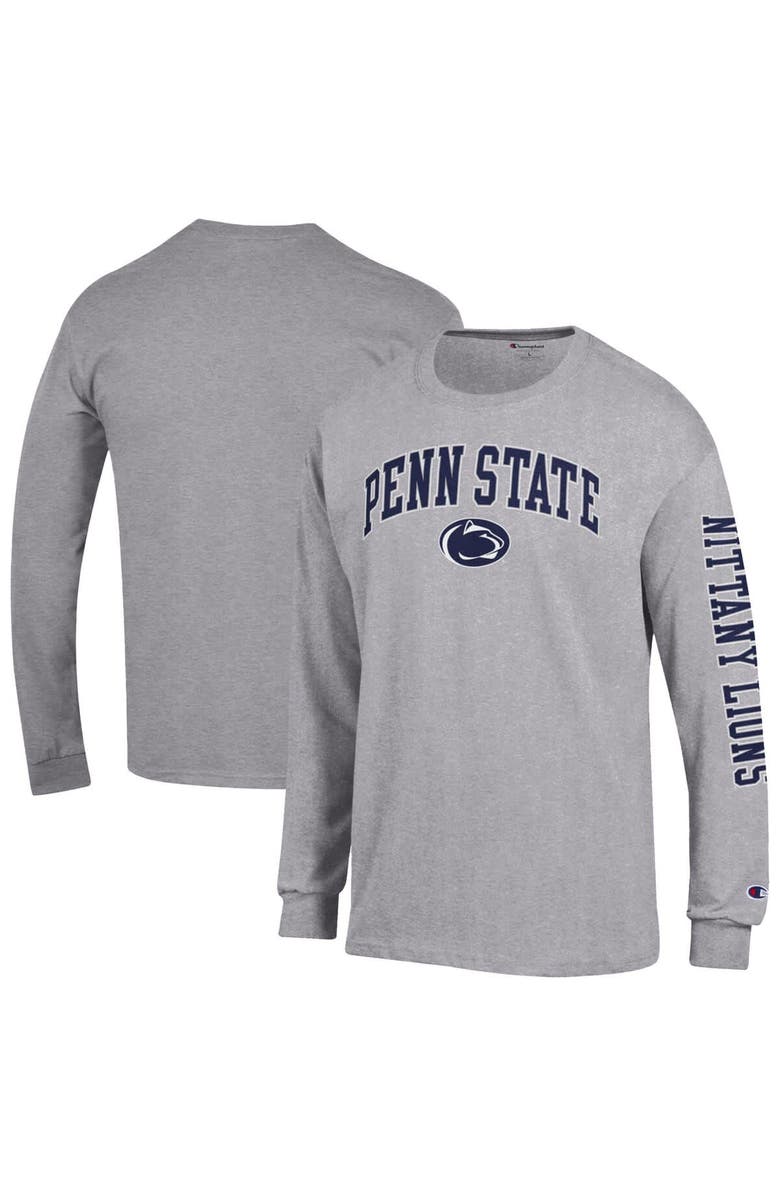 Champion Men's Champion Heather Gray Penn State Nittany Lions Arch Over Logo 2-Hit Long Sleeve T-Shirt, Main, color, Heather Gray