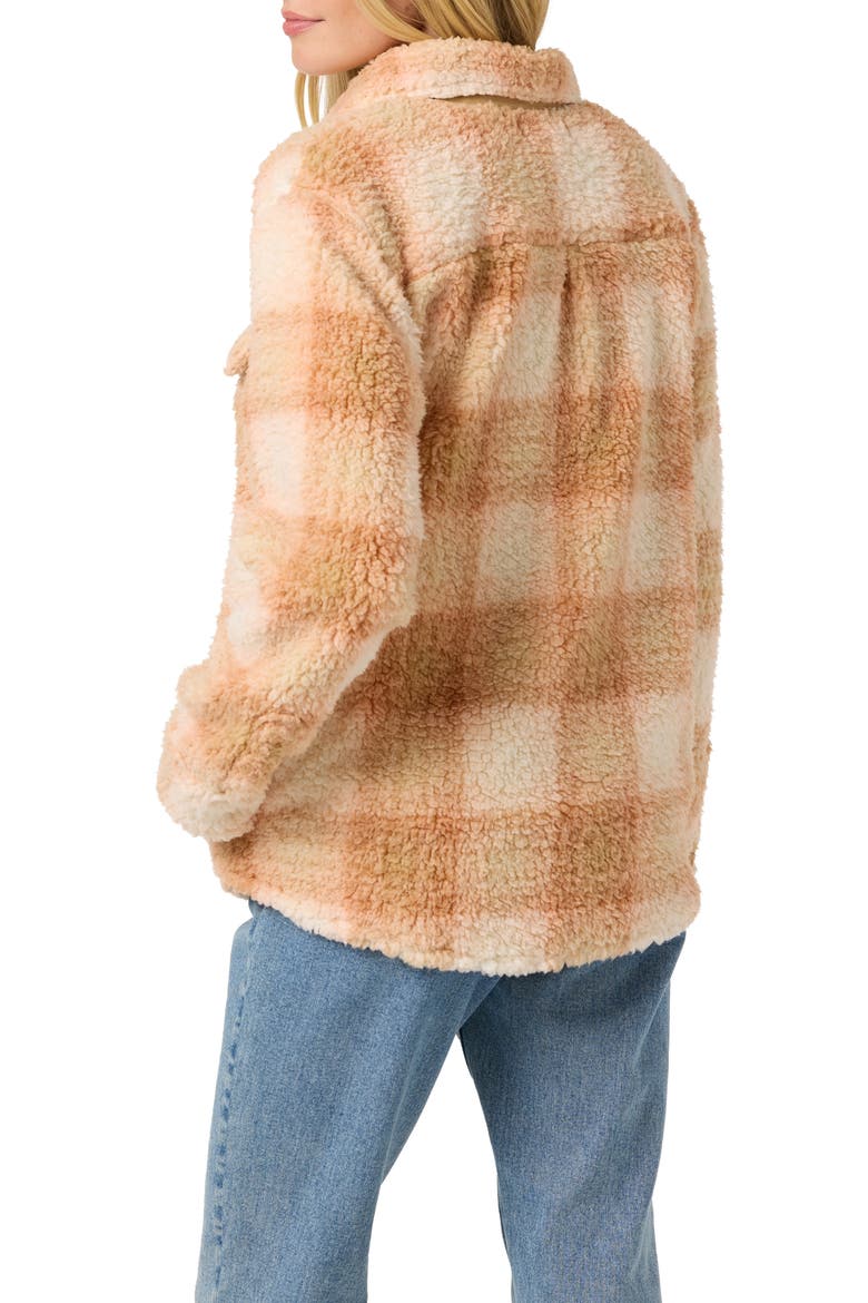 Zuma High Pile Plaid Shirt Jacket, Alternate, color, PEACH LIGHT