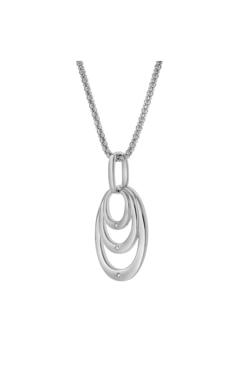 Seraphina Sterling Silver 0.03 Ct Diamond Layered Oval Pendant, Main, color, 925 Sterling Silver