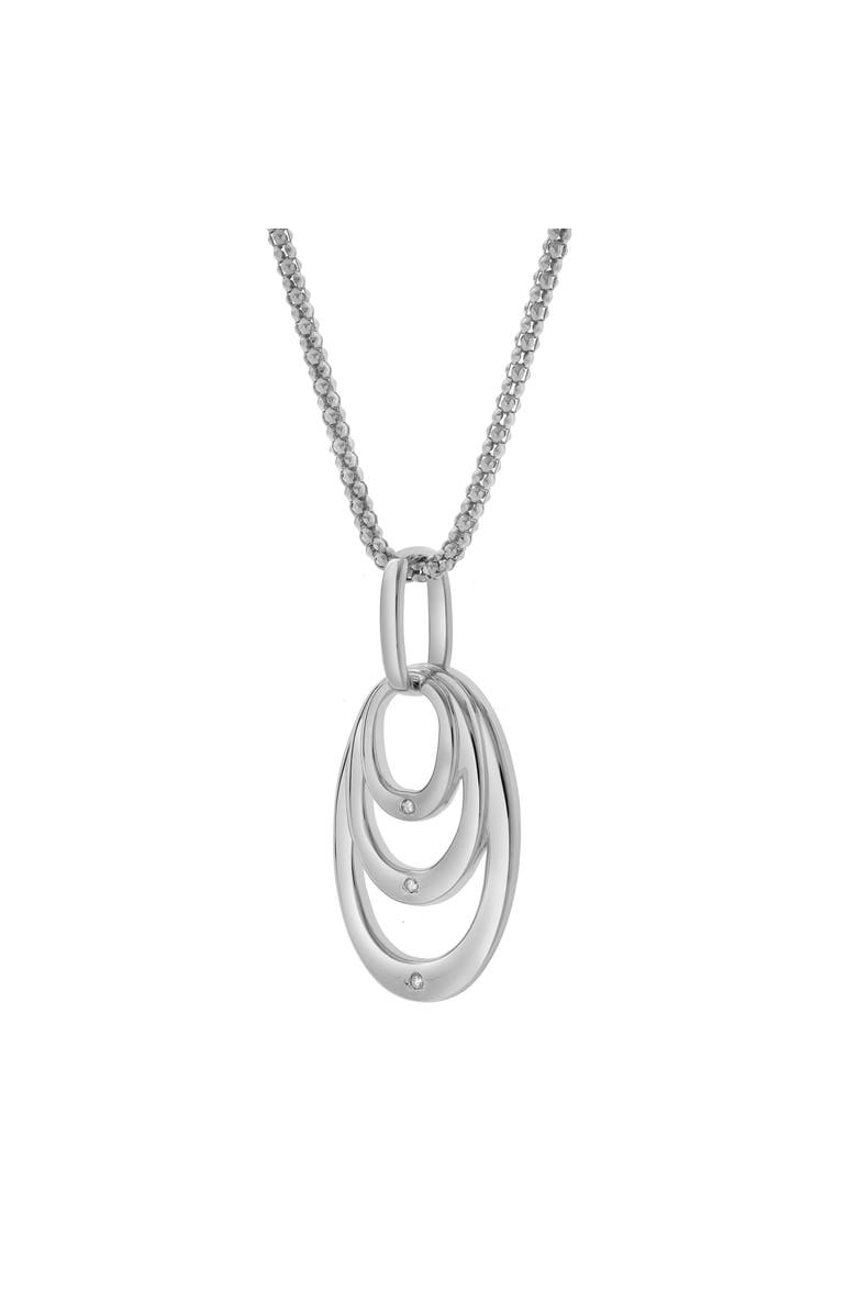 LuvMyJewelry Seraphina Sterling Silver 0.03 Ct Diamond Layered Oval Pendant, Main, color, 925 Sterling Silver