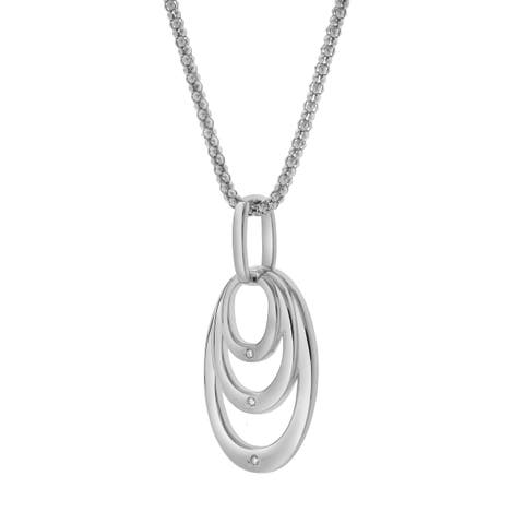 Seraphina Sterling Silver 0.03 Ct Diamond Layered Oval Pendant