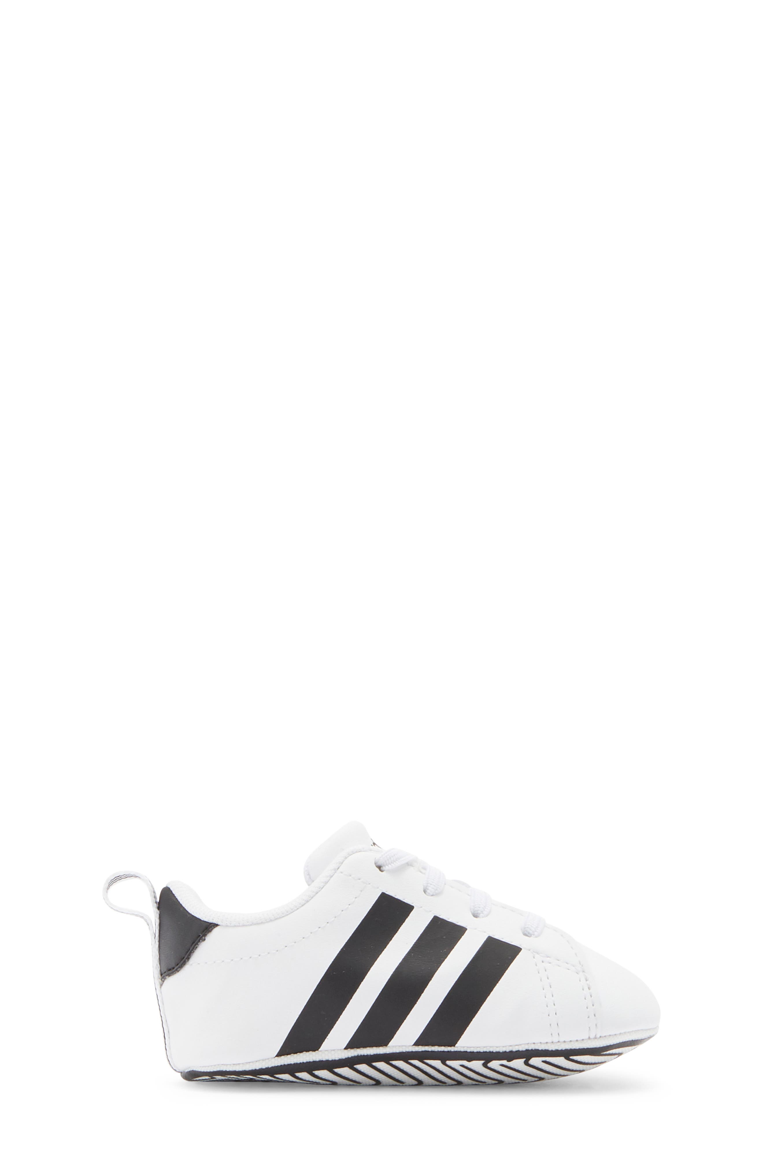 Grand Court Crib Sneaker, Alternate, color, FOOTWEAR WHITE/ CORE BLACK