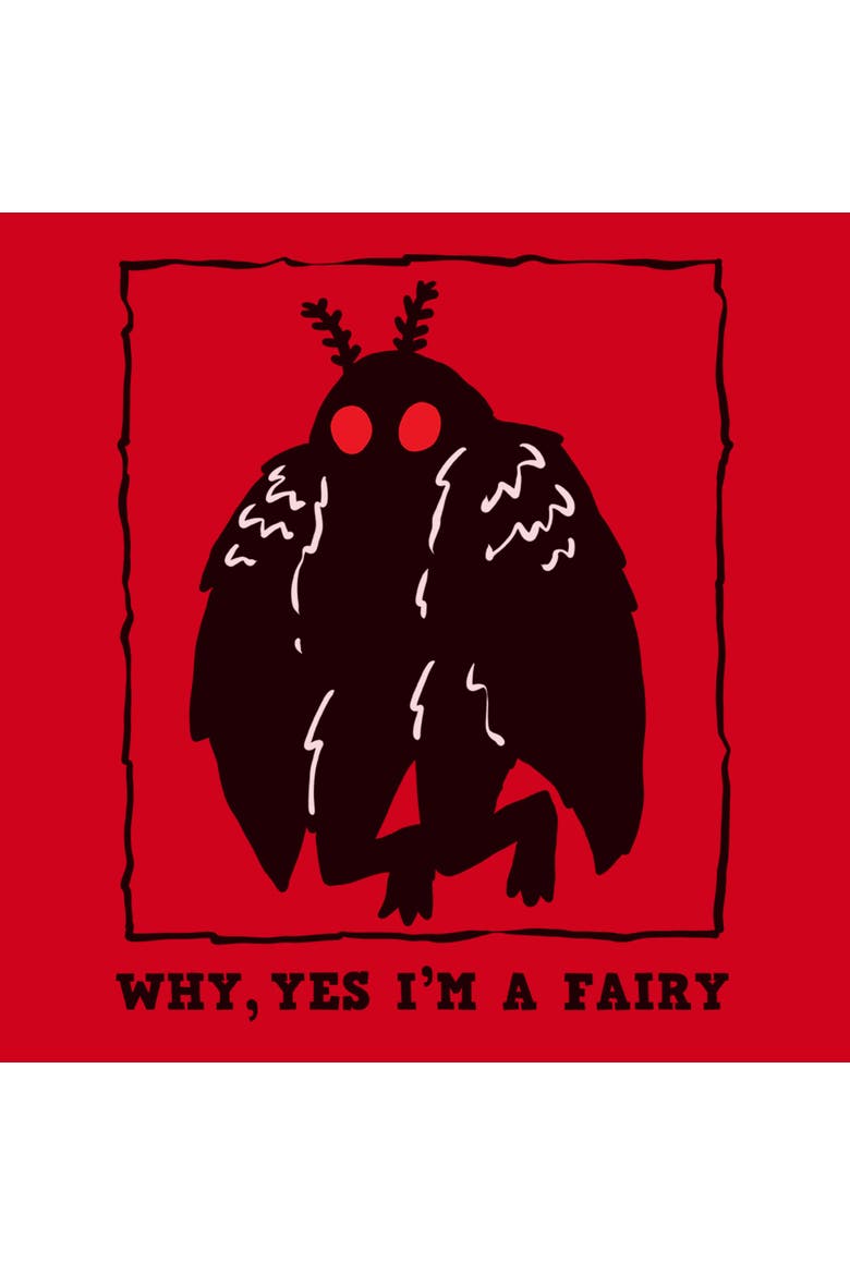 Men's Lost Gods Mothman Fairy Art  Graphic T-Shirt, Alternate, color, Red
