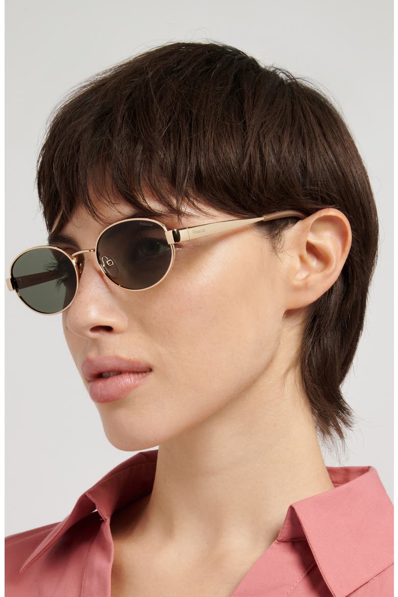 55mm Polarized Oval Sunglasses, Alternate, color, GOLD PINK/ PINK PZ