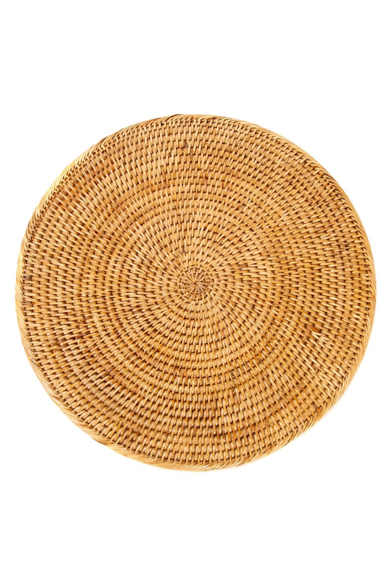 Round Rattan Placemat, Main, color, Honey Brown