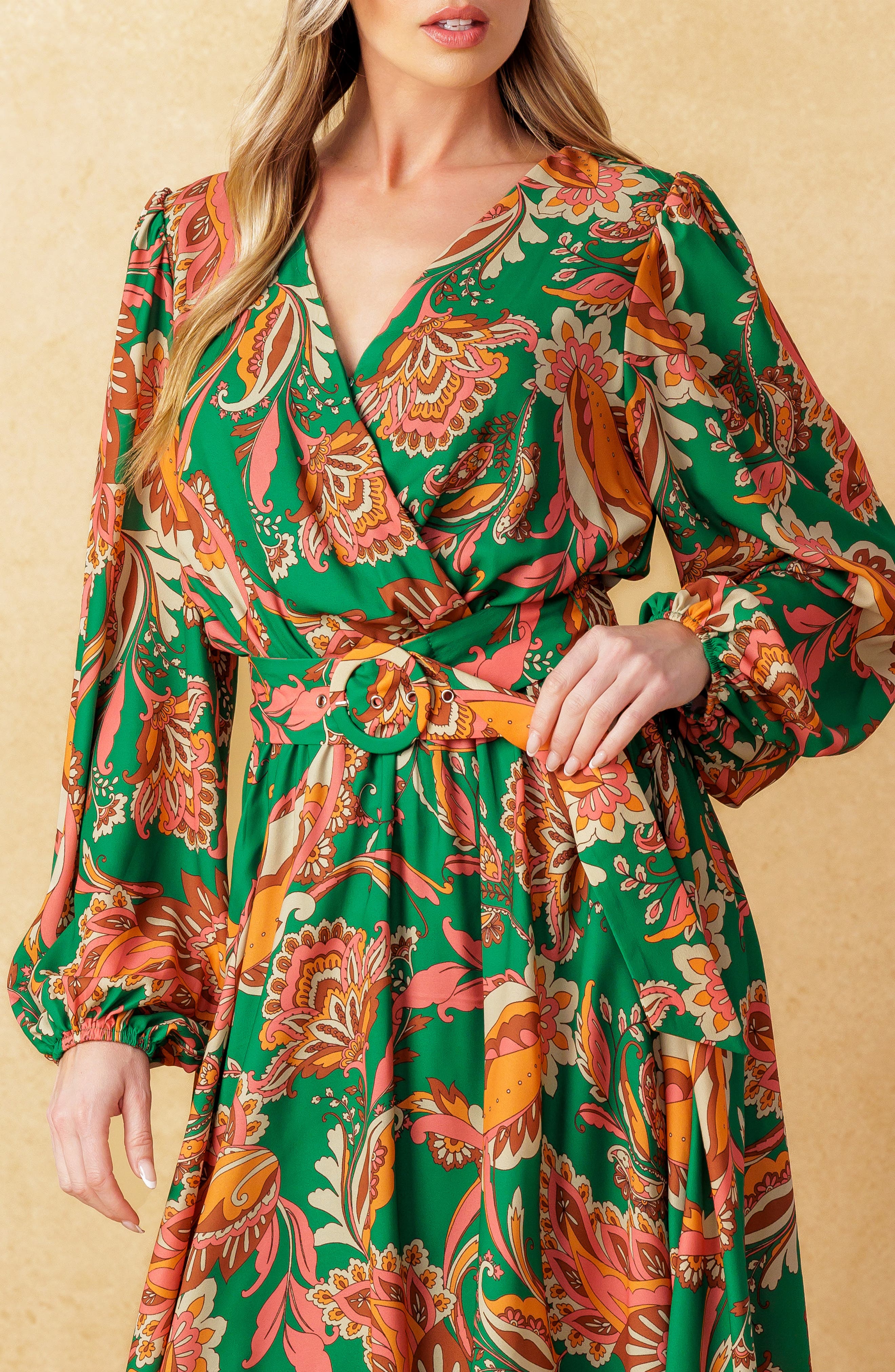 Long Sleeve Belted Midi Dress - image 2