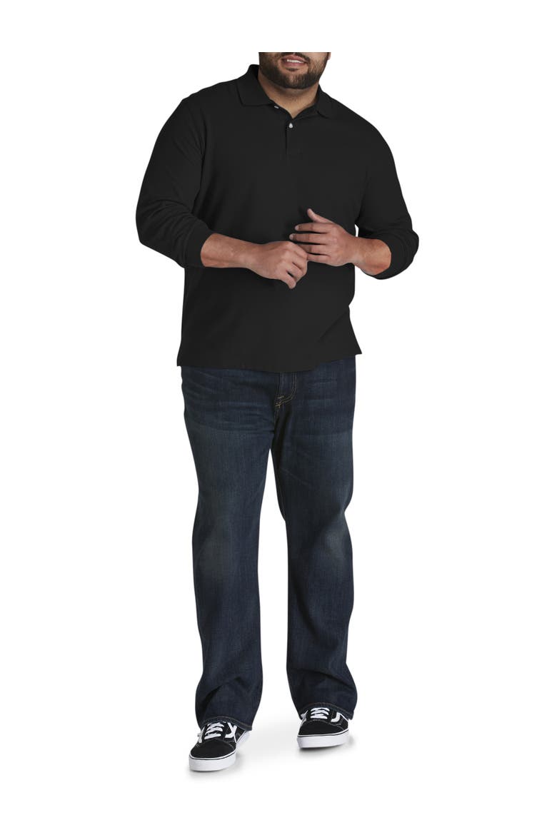Big & Tall Honeycomb Piqué Polo Shirt, Alternate, color, BLACK
