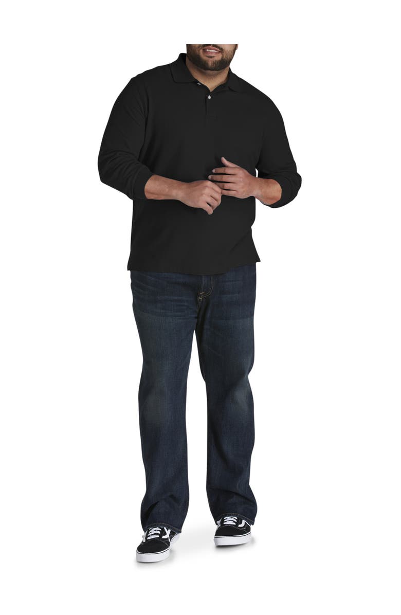 Harbor Bay by DXL Big & Tall Honeycomb Piqué Polo Shirt, Alternate, color, Black