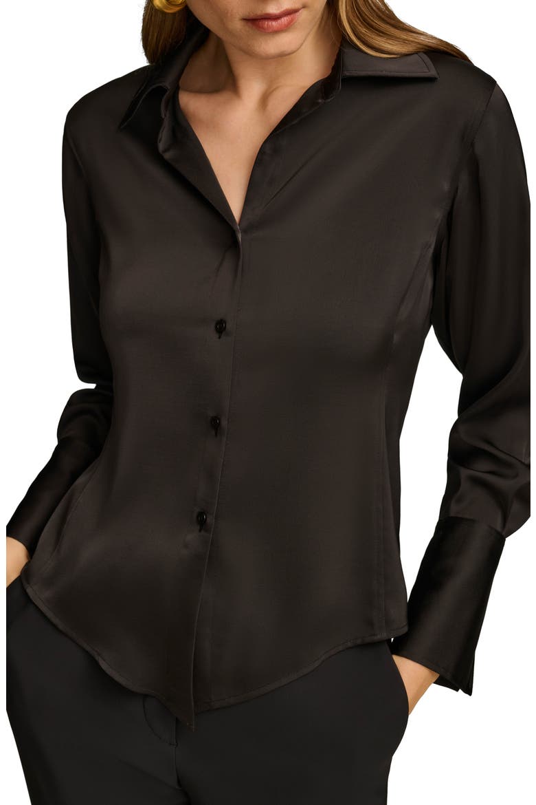 Long Sleeve Button-Up Shirt, Main, color, BLACK