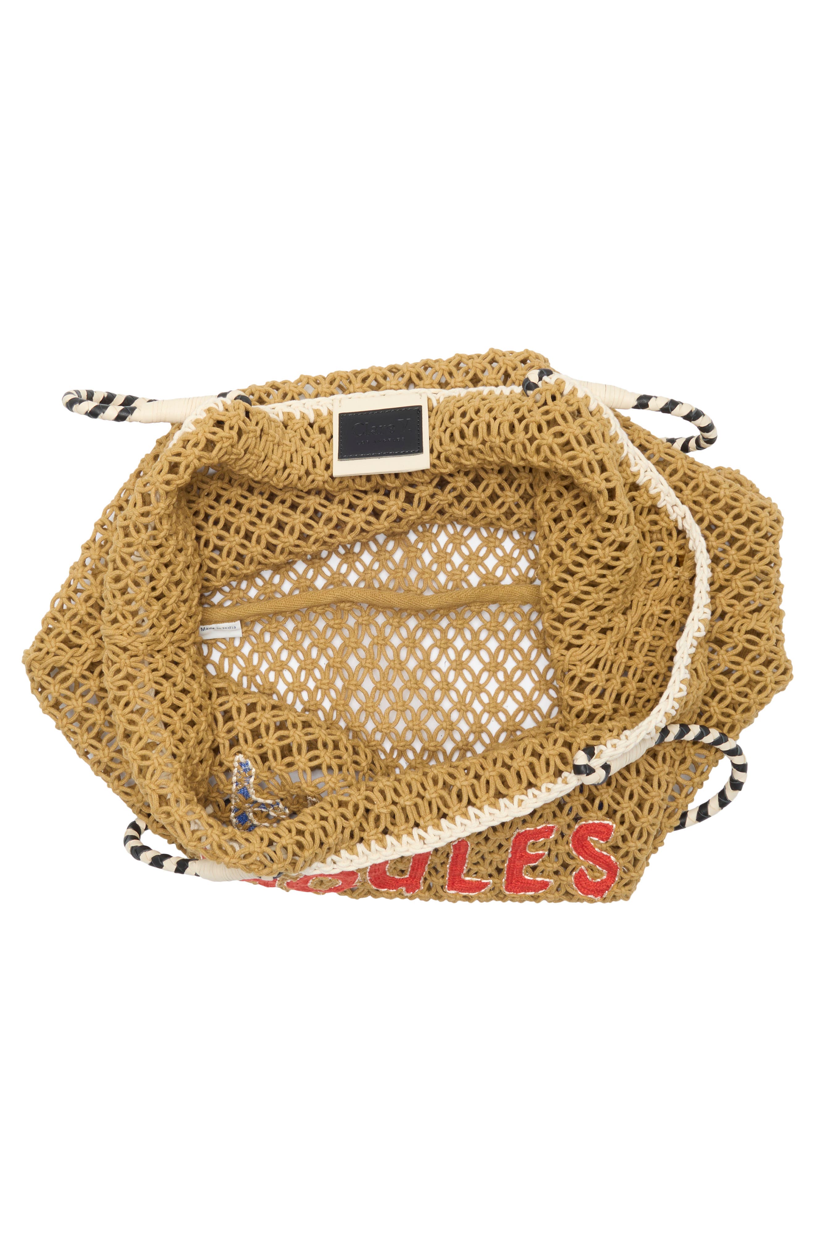 Lété Moules Frites Cotton Crochet Tote, Alternate, color, TAN