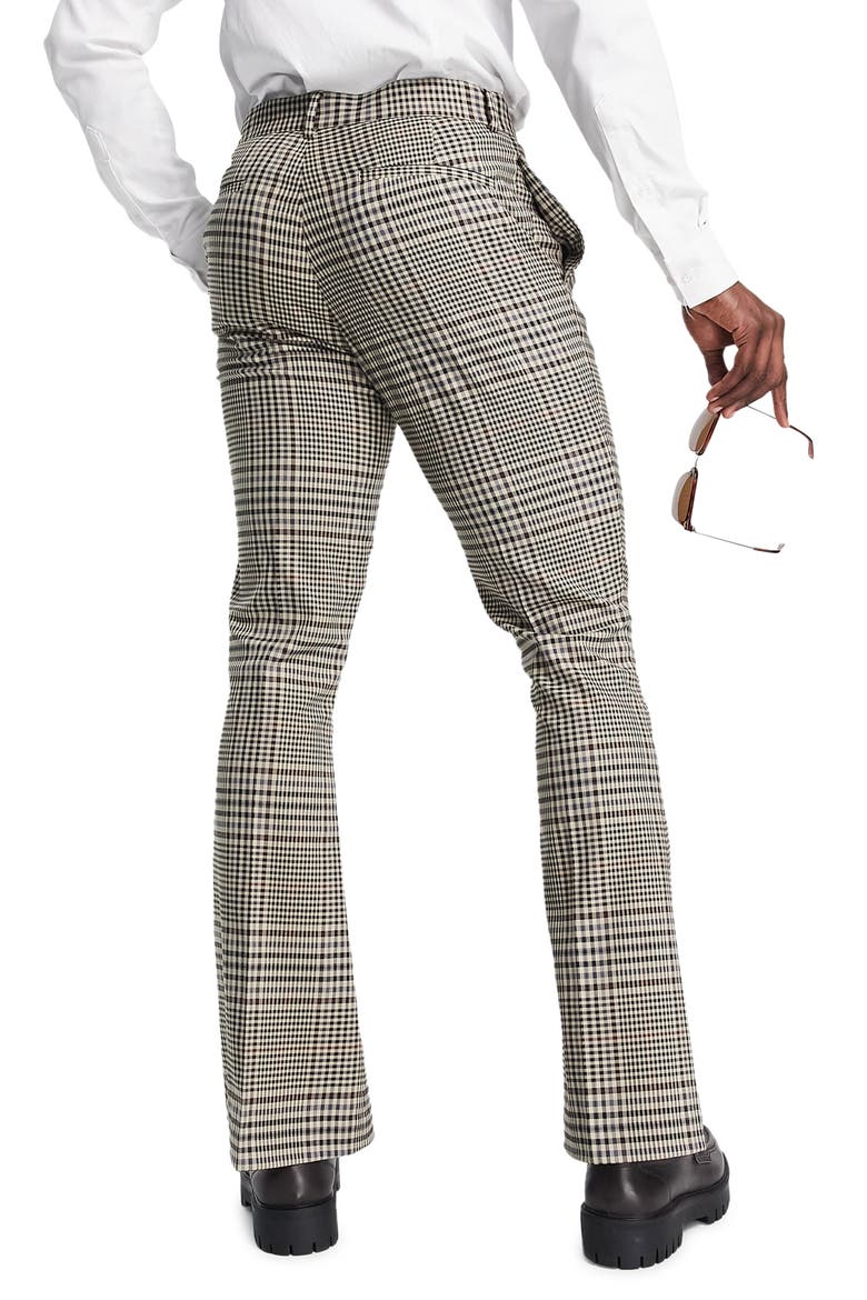 Skinny Fit Check Flare Suit Trousers, Alternate, color, BROWN