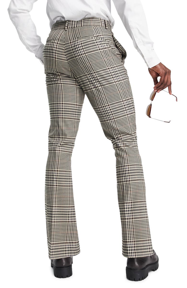 ASOS DESIGN Skinny Fit Check Flare Suit Trousers, Alternate, color, 