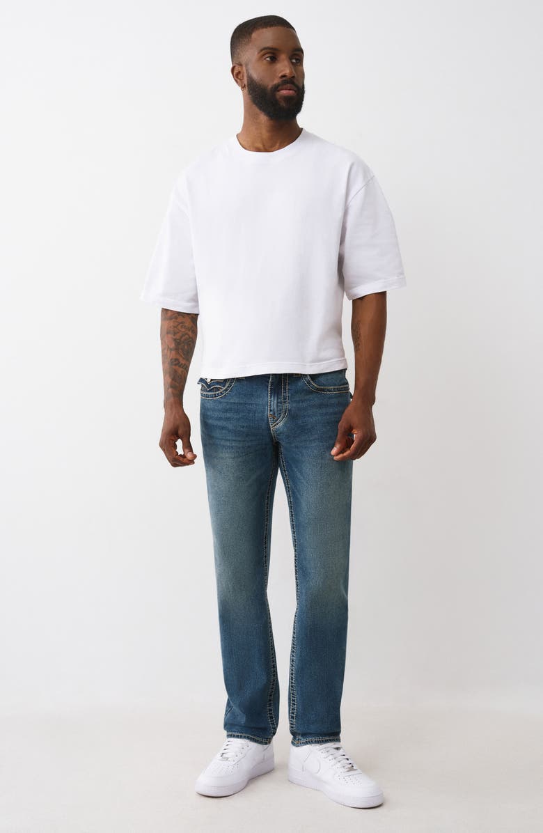 True Religion Geno Big T Flap Pocket Slim Jeans, Alternate, color, Medium Cozy Fireside Wash