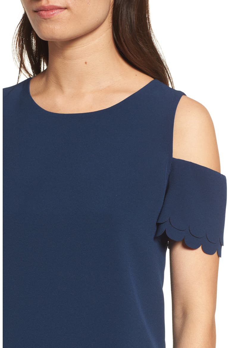 Mila Scallop Cold Shoulder Top, Alternate, color, NAVY