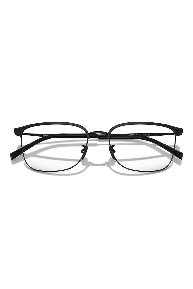 57mm Rectangular Optical Glasses, Alternate, color, MATTE BLACK / DEMO LENS