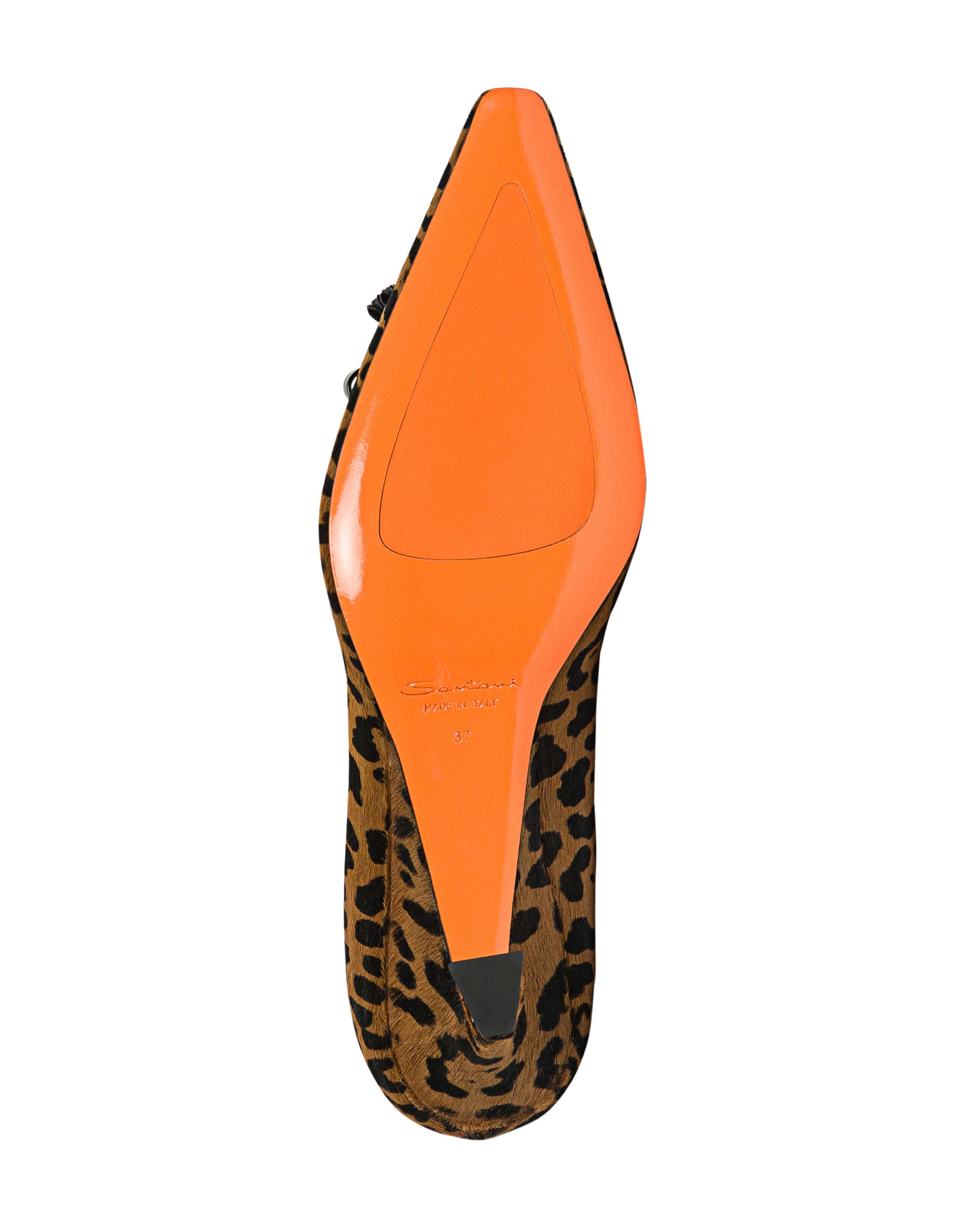 Santoni Mid-Heel Leopard-Print Pony Hair Pumps, Alternate, color, Brown