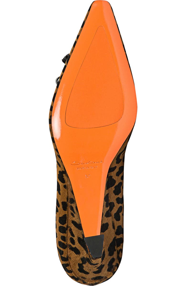 Santoni Mid-Heel Leopard-Print Pony Hair Pumps, Alternate, color, Brown