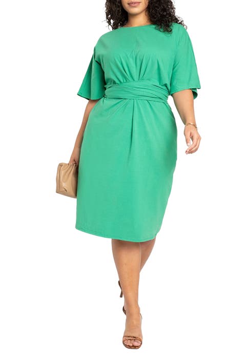 Cross Front Flutter Sleeve Dress