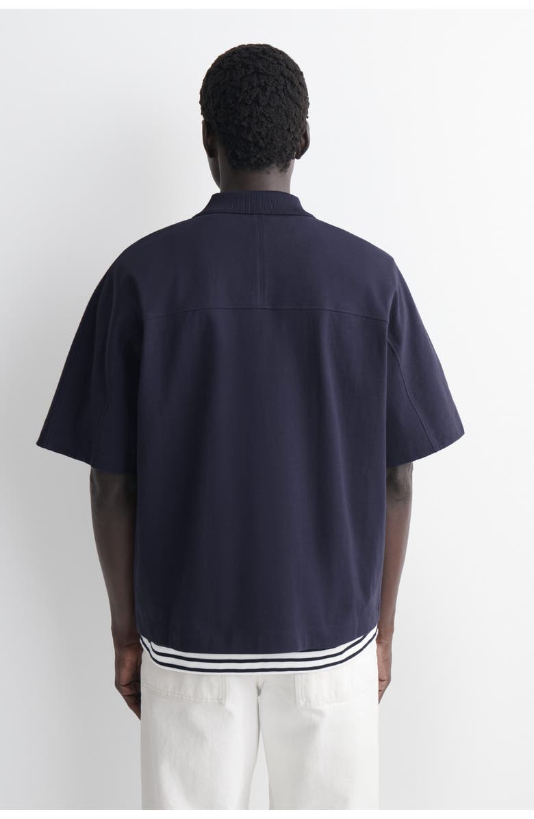 COS Press-stud Cotton Polo Shirt, Alternate, color, Navy