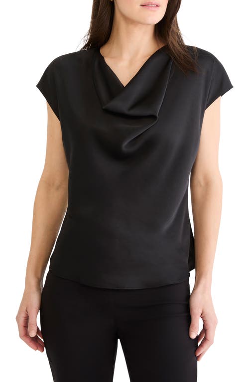 NIC+ZOE Day Gloss Drape Neck Top in Black Onyx at Nordstrom, Size X-Large