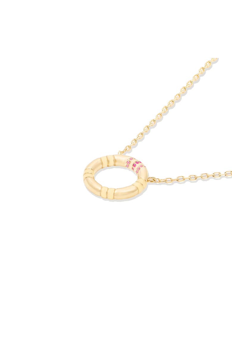 Crew Small Circle Pendant Necklace - Pink Sapphire & Diamond, Alternate, color, Diamond, Sapphire- Gold