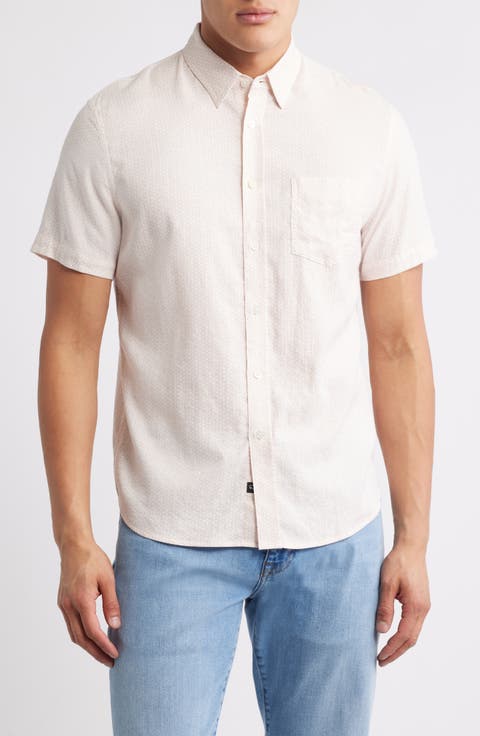 Carson Short Sleeve Stretch Linen Blend Button-Up Shirt
