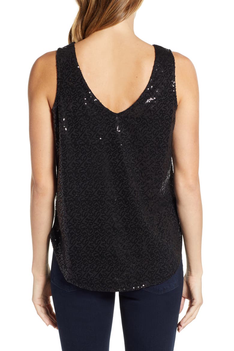 Gibson x Glam Squad Cassie V-Neck Sequin Tank (Nordstrom Exclusive), Alternate, color, BLACK