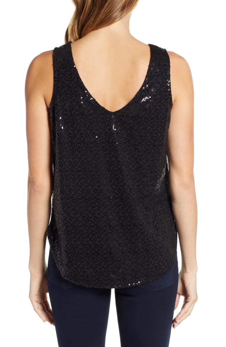 GIBSONLOOK Gibson x Glam Squad Cassie V-Neck Sequin Tank, Alternate, color,