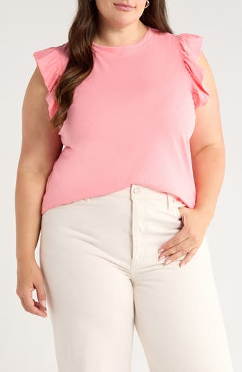 Caslon ® Ruffle Sleeve Top In Pink