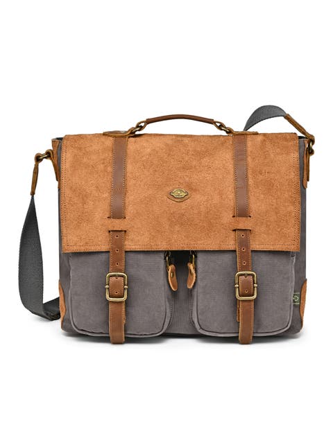 Valley Oak Canvas And Leather Organizer Messenger Bag