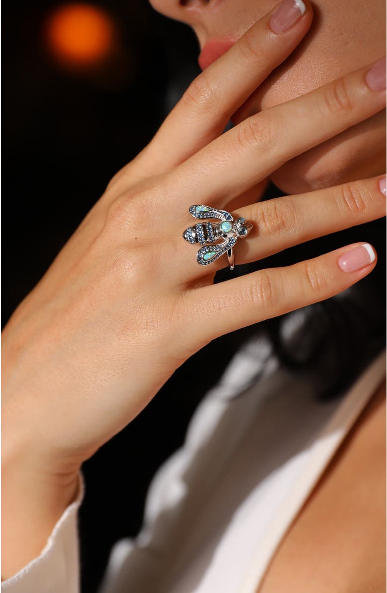 RC RETRO CHIC Honey Bee Ring, Alternate, color, Silver & Blue