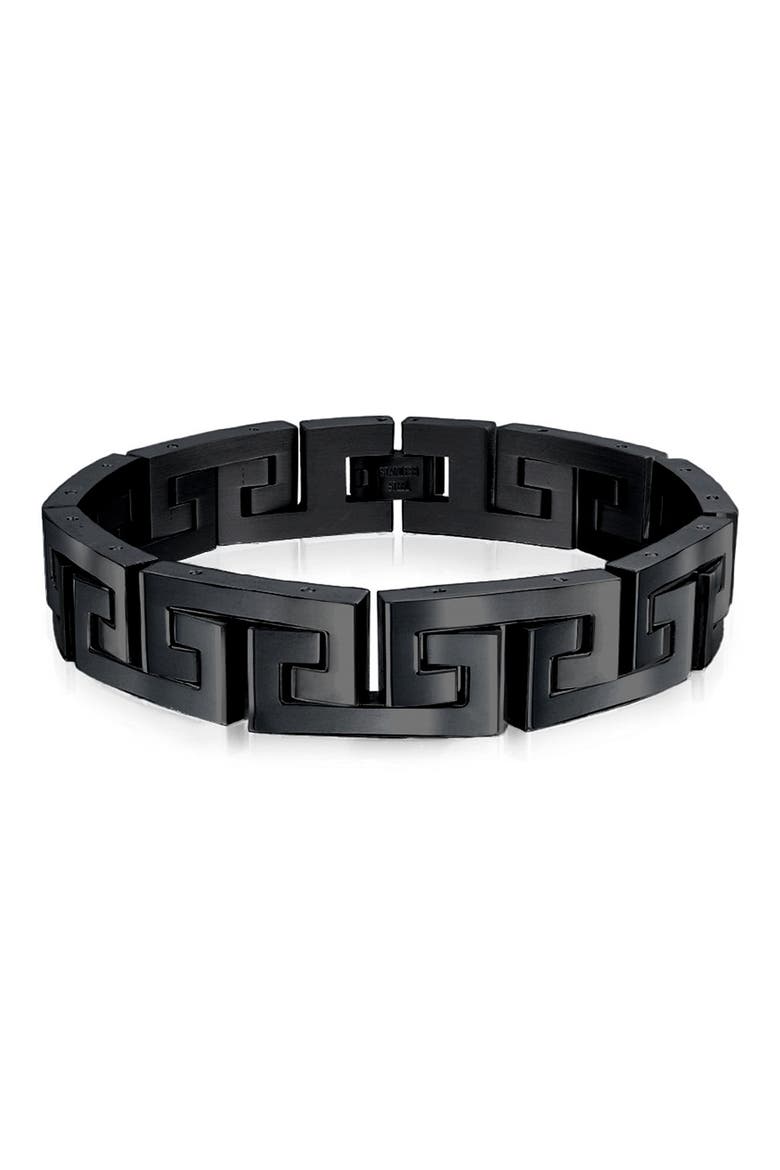 Men's Greek Key Bracelet, Main, color, BLACK