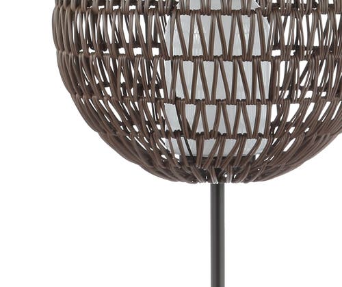 Jonathan Y Bea 61" Outdoor Woven Globe Led Floor Lamp, Coffee/black In Coffee/black