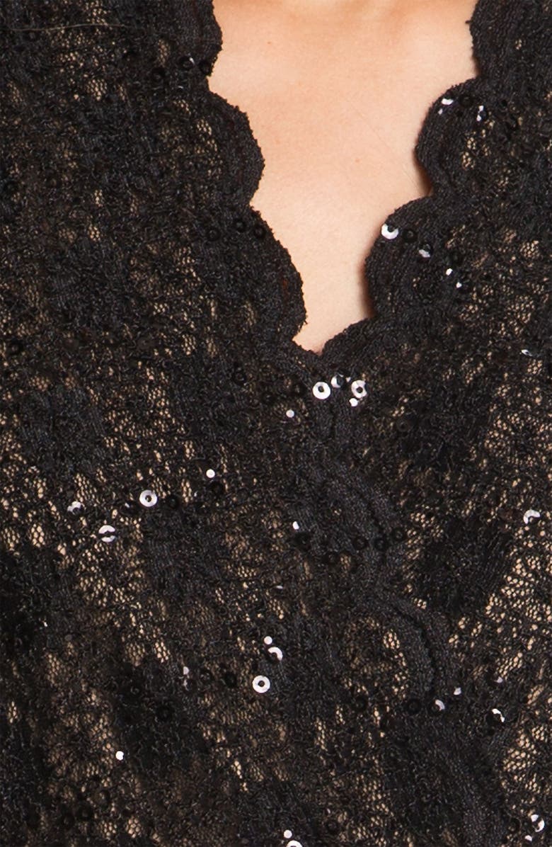 Alex Evenings Scalloped Lace Surplice Dress, Alternate, color,