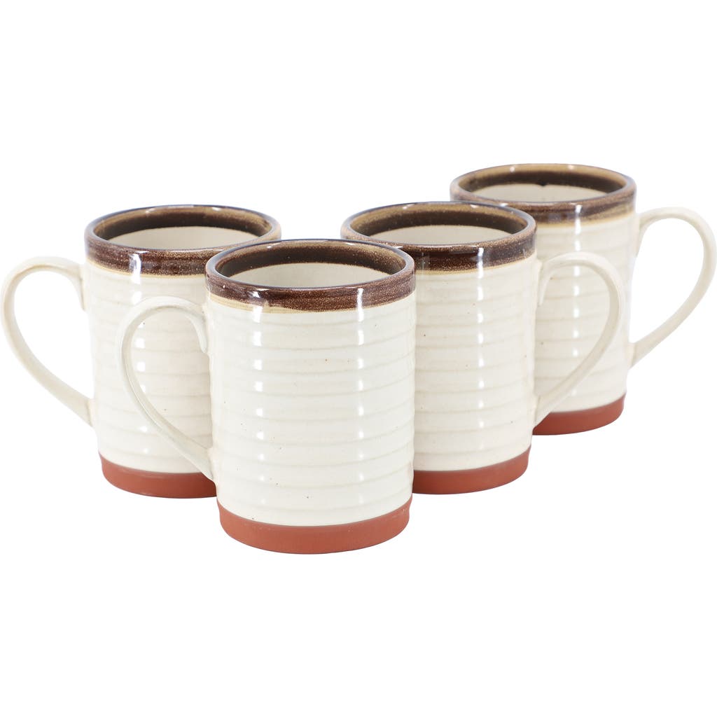 Gibson Home Terra Bella 4 Piece 18.5 Ounce Terracota Mug Set In White