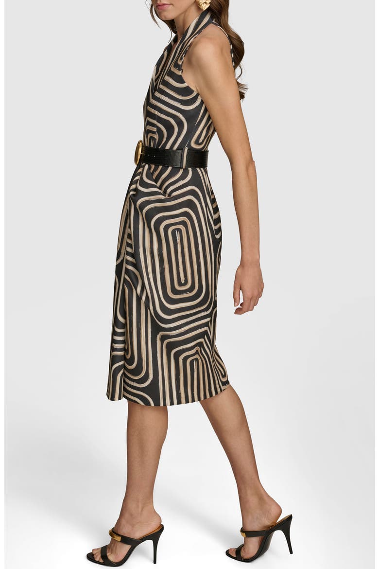 Belted Midi Dress, Alternate, color, BLACK FAWN