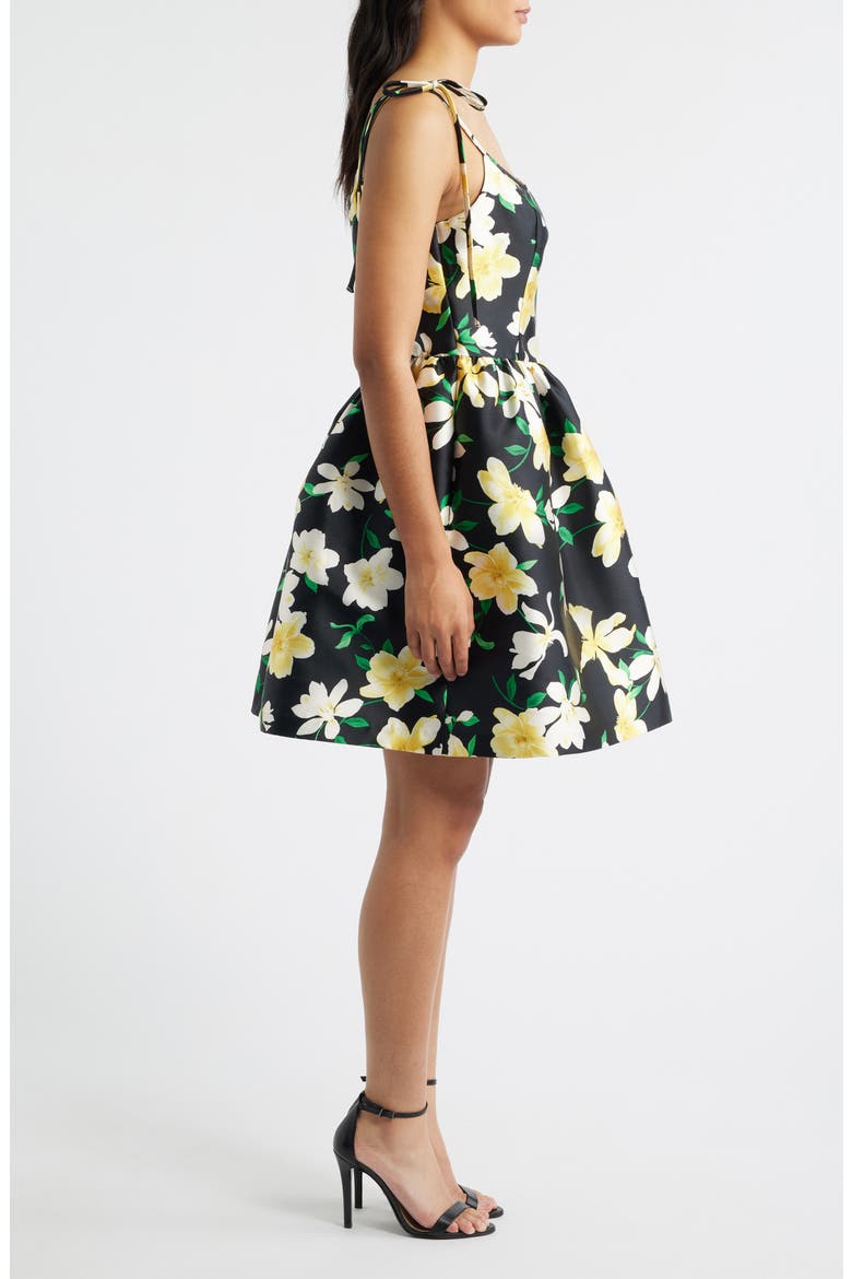 Floral Tie Strap Minidress, Alternate, color, BLACK MULTI