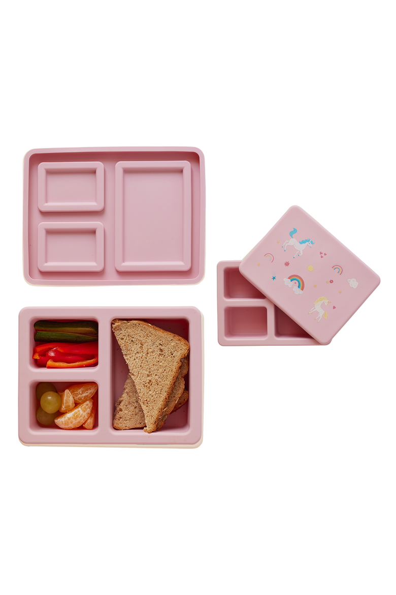 Silicone Mini  Bento Box, Alternate, color, Unicorn Bubbllegum Pink