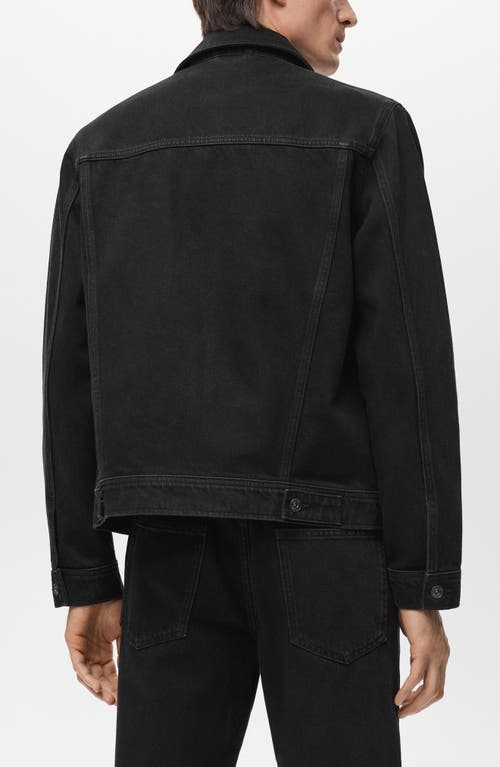 Mango Slim Fit Denim Workwear Zip Jacket In Black