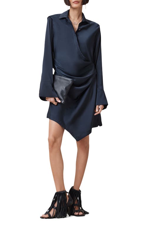 Allsaints Tira Long Sleeve Mini Shirtdress In Blue