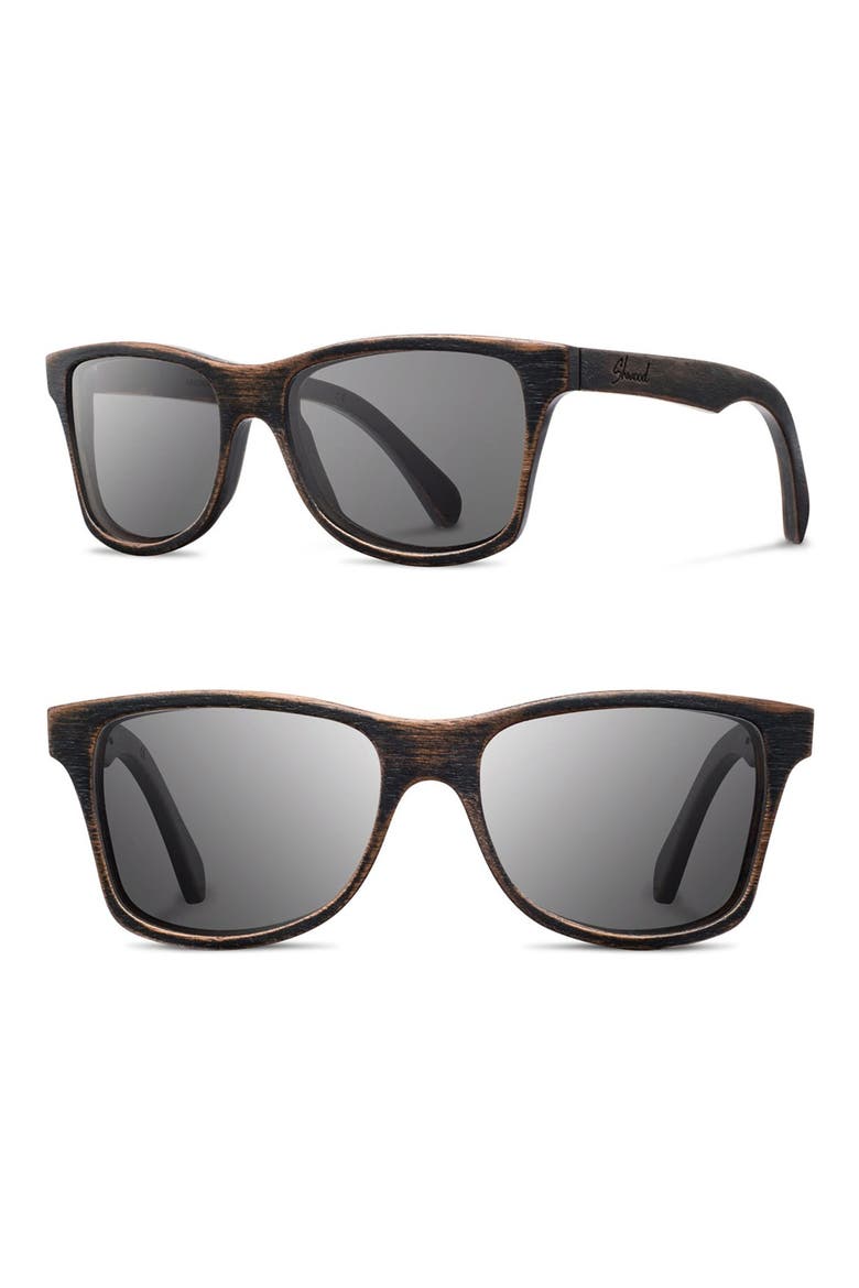 'Canby' 54mm Polarized Wood Sunglasses, Main, color, DISTRESSED DARK WALNUT/ GREY