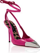 PHILIPP PLEIN Patent Leather Decollete Hi-Heels Crystal Skull Pump Women