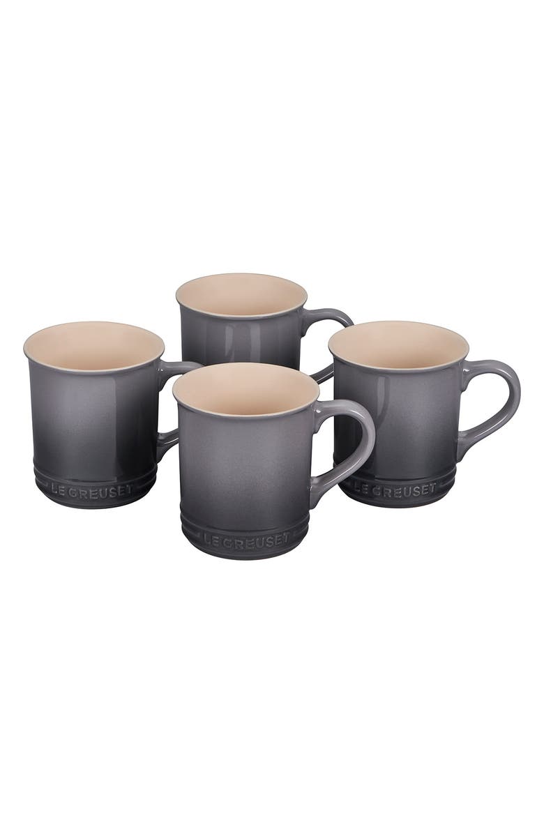 Le Creuset Set of Four 14-Ounce Stoneware Mugs, Main, color, Oyster